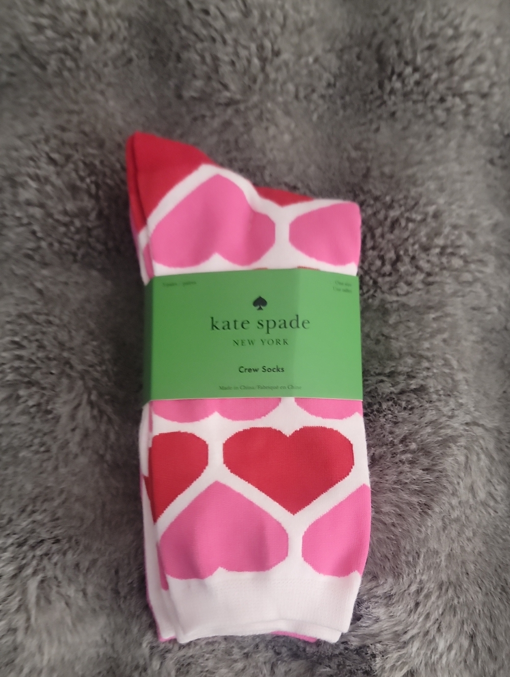 Kate Spade New York 3-Pack Heart Crew Socks Pink Red White NWT